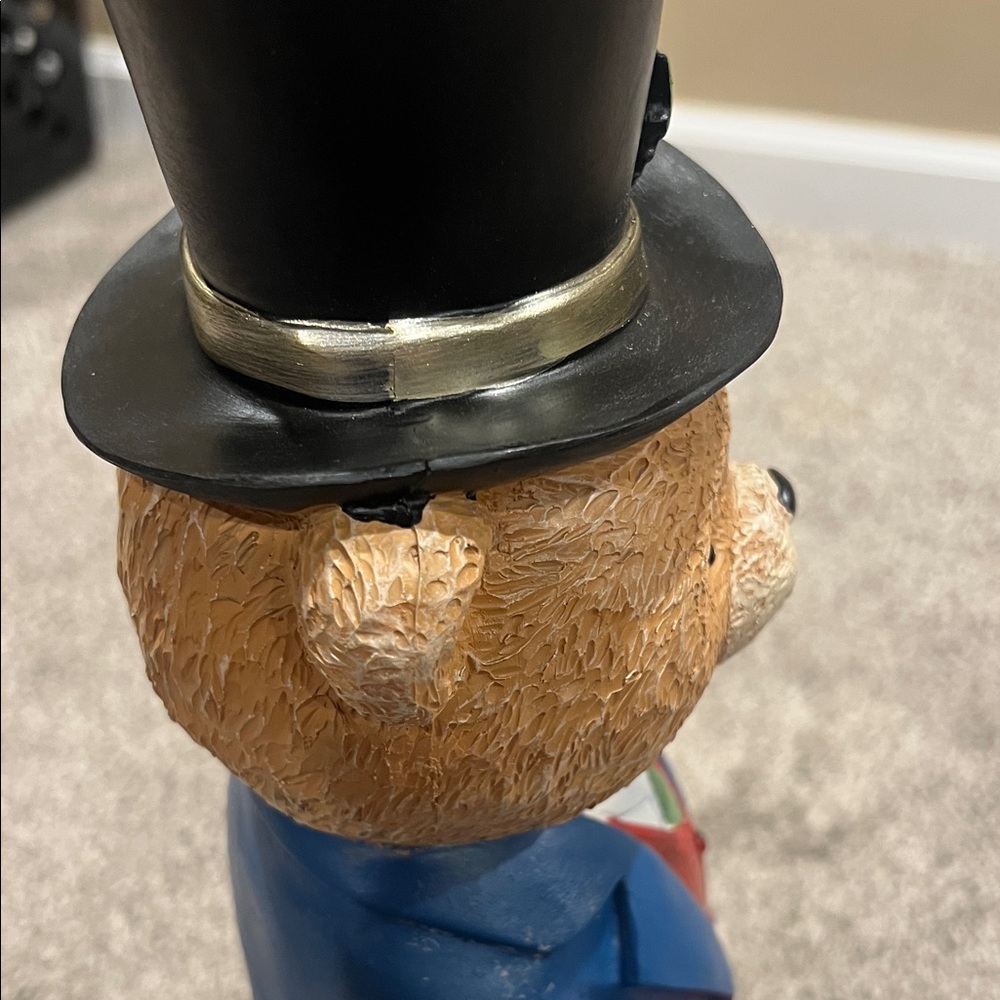 New Viral Tjmaxx Festive Bear Figurine with Gift Black Top Hat - Picture 12 of 17